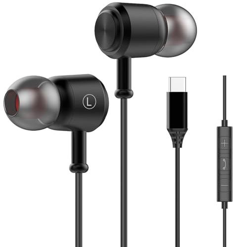 Cuffie USB C con cavo per iPhone 17 Air 16 15 Pro Max Plus, auricolari in-ear USB C connettore auricolari tipo C auricolare per Samsung Galaxy S25 Ultra S24 S23 S22 S21 A16 A17 A35 A36 A53 A54 A55 A56