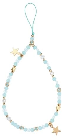 Cldaisy Blue Beaded Five-Pointed Star Pendant Beaded Phone Chain Bracelet Wrist Lanyard,Cute Camera Charm Strap Bag Accessories for Women