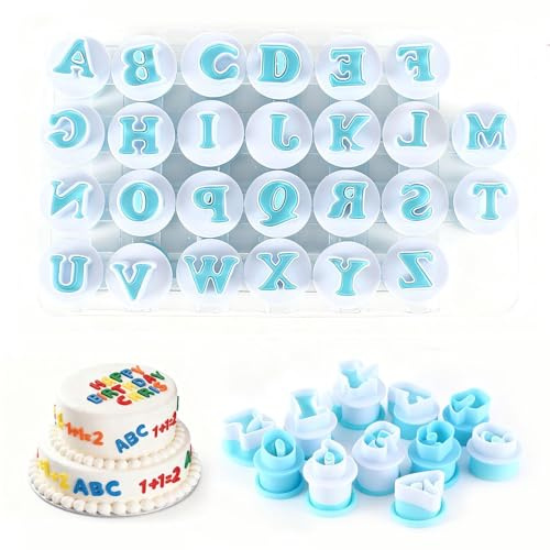 Zolventiq 26 PCS Alphabet Cookie Cutter Icing Set Fondant Letter Cutters Cake Decorating Icing Cutters A-Z for Wedding Birthday Christmas Baby Shower Party Cake Decoration