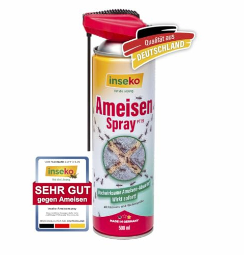 inseko Ameisenspray mit Sprührohr 500 ml - Ameisen Spray mit Sofortwirkung - Effektive Ameisenabwehr - Gegen Ameisen & Ameisennester - Schutz für Haus, Garten & Terrasse (PT19) (500ml)