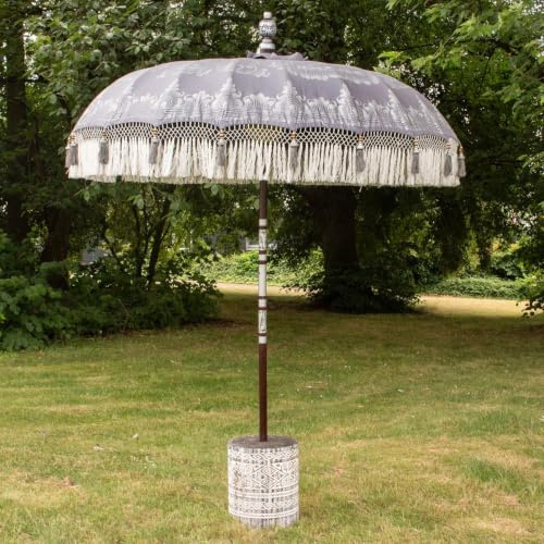 Oriental Galerie Original Balinesischer Sonnenschirm Bali Schirm Grau Silber 185 cm Model Leila