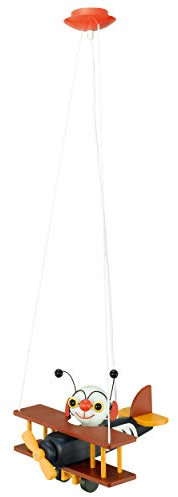 EGLO Hängeleuchte Modell Airman, Kinderzimmerleuchte Flugzeug, HV 1x E27 15 W inklusive Energiespar-Leuchtmittel, L x B x H 32 x 30 x 110 cm, Kunststoff bunt 85059