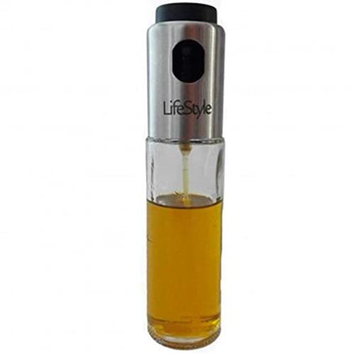 Life Style - Dosificador y pulverizador para aceite y vinagre, de acero inoxidable y vidrio 100 ml
