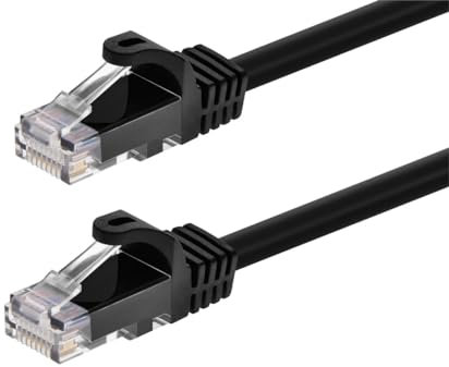 Monoprice Cavo Patch Ethernet Cat5e, 7,6 m, Nero, antigroviglio, RJ45, 350 MHz, UTP, Filo di Rame Puro, 24AWG, Serie Flexboot