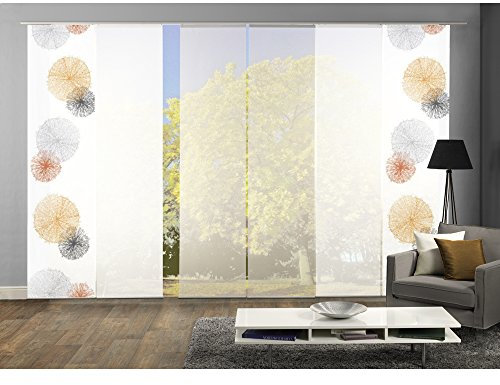 HOME Wohnideen Komplett-Fenster-Schiebevorhang Scoppio, 6-er Set, 245x60 cm orange
