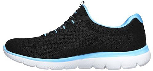 Skechers Women's Summits Sneaker, Black Turquoise, 3 UK