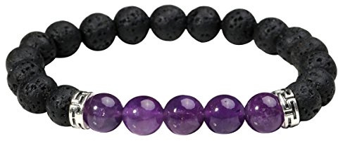 Eigso 7 Chakra Armband Energie für Damen Herren mit Lavasteine und Kristallsteine Meditation Gebeten