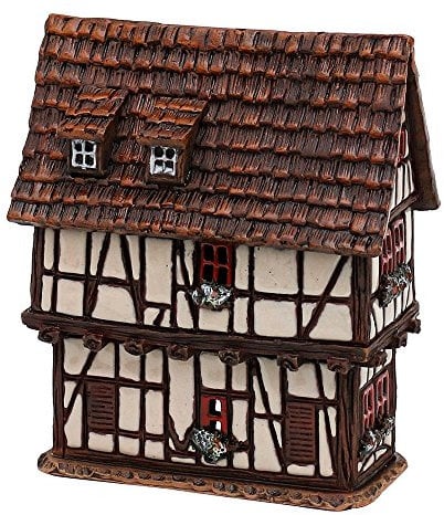 Dekohelden24 Keramik-Lichthaus - Spitzhäuschen - HandArt - Detailgetreu nachgebildet und Handbemalt - Maße: ca. Breite 7 cm x Länge 12 cm x Höhe 14 cm.