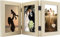 Golden State Art, Dreifach gefalteter Bilderrahmen mit 3 Öffnungen, 12,7 x 17,8 cm, Schreibtisch-Fotorahmen, Familien-Bildercollage, mit Echtglas (12,7 x 17,8 cm, 3 Stück, Beige, 1 Stück)