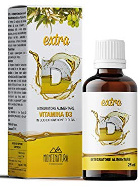 MONTENATURA® Extra D | Vitamina D3 in Gocce | 2000 UI Giornaliere | Concentrata, 5 Mesi di Fornitura | 100% Naturale e Vegetale | NO OGM e Senza Glutine | Qualità Italiana | 26 ml