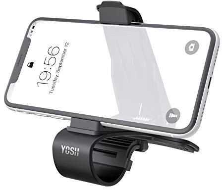 YOSH Car Phone Holder, Universal Dashboard Clip Cell Phone Mount, Multi-functional Adjustable Anti-Slip Car Clip Holder for iPhone 16/15/14/13/12 Samsung S24 S23 S22 Pixel and More
