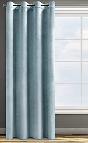 Eurofirany ROSA Vorhang Samt Velvet Ösen -1 STK. Weich Edel Gardine 200g/m² Elegant Glatt Einfarbig Flauschig Modern Klassisch Wohnzimmer Schlafzimmer, 140x250 cm, Seegrün