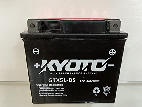 Batteria moto Kyoto GTX5L-BS (YTX5L-BS) compatibile con Betamotor 450 RR EN (MOT.KTM) 2005-2010 - Pronta all'uso 12V 4Ah 114 x 71 x 106 mm