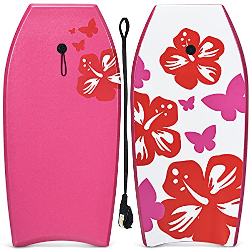 DREAMADE Planche de Surf en XPE et HDPE avec Bande Pratique et Corde à Pied, Bodyboard Planche avec Capacité de Charge de 85KG, pour Adultes et Enfants Plus de 14 Ans, 105X51X6CM