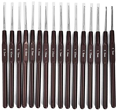 Jing Ger 2,5 mm - 6 mm de Tricot de Tricot d'artisanat à Tricoter Baguette en Plastique poignée de Couture Crochet Crochet (Color : Brown 0.5-2.5mm)