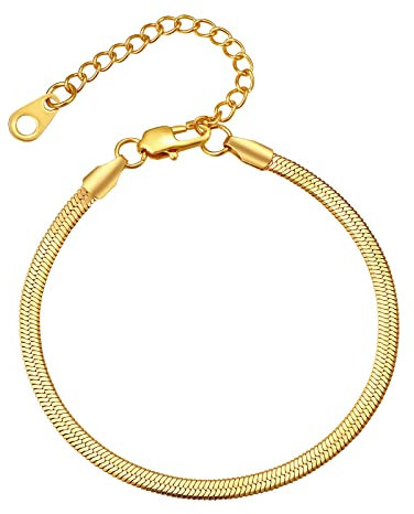 FindChic Edelstahl Schlangen Armband 5mm breit Hip Hop Gliederarmband Vergoldet Handkette Frau mit Geschenkbox für Damen Herren