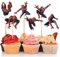 Zahnstocher Flaggen Cake Topper Set 24 Stück,Spiderman Tortendeko Kuchendeko Tortenaufleger Muffin Deko,Geburtstagsdeko für Kinder Geburtstag Party Desserts Muffin Kuchendeko Käse Marker