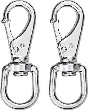 BuxiuGK 2 Pezzi Moschettoni Girevoli Gancio,360 °Gancio in Acciaio Inox Robusto per Collare per Cani per Collare per Cani, Guinzaglio,Corda, Borse e Chiavi,69mm
