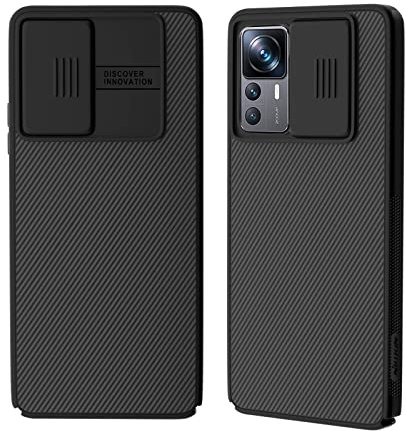 XTCASE Hülle für Xiaomi 12T Pro, Kameraschutz Handyhülle - Kamera Schutz mit Schieber, Premium Hybrid PC + TPU rutschfest Stoßfest Kratzfest Schutzhülle - Schwarz