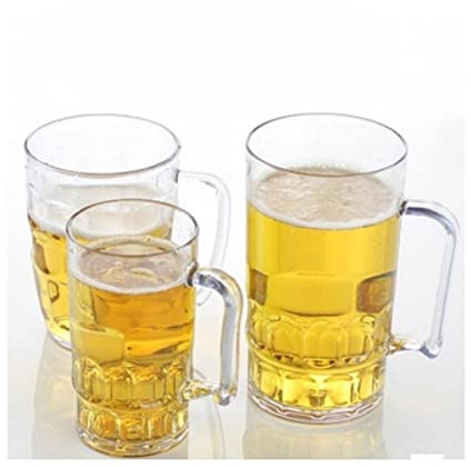 NOBRIM Vaso de Cerveza de 370ml, 630ml, 790ml, Vaso de Cerveza acrílico, Vaso de Cerveza Grande, Vasos de plástico para Bebidas, Taza de Agua y café, Jarra con asa