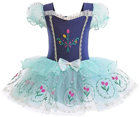 Lito Angels Ice Princess Anna Ballerina Costume Ballet Leotard with Tutu Dress for Kids Girls, Fancy Dance Wear Outfit Age 3-4 Years (Tag Number 110)