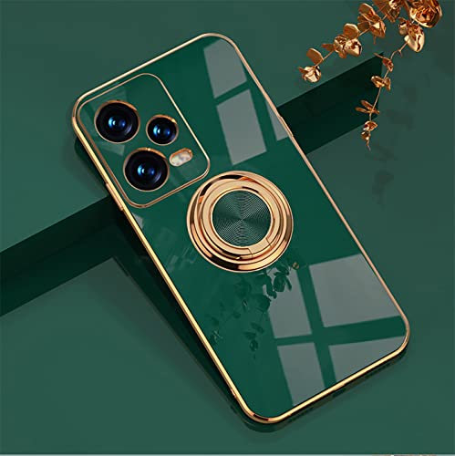 XINYEXIN Funda para Xiaomi Redmi Note 12 Pro 5G con Anillo Soporte Girar 360 Grados, Moda Suave TPU Silicona Case Cover, Antigolpes Carcasa para Xiaomi Redmi Note 12 Pro 5G - Verde Oscuro
