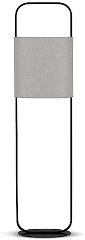REV – Stehlampe im modernen Design mit Trittschalter – Stehlampe Leselampe mit Taupe Stoffschirm & E27 Fassung – Stehleuchte schwarz als stilvolle Deko für Wohnzimmer & Schlafzimmer – 138cm
