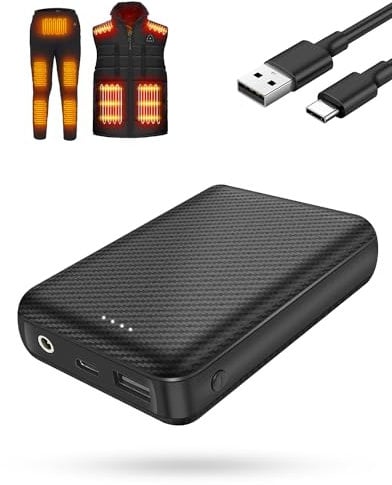 10000mAh Portable Power Bank with 5V USB and 7.4V DC Port, FERNIDA USB-C Long Lasting Charger for Heated Clothes, Heated Vest, Heated Pants and Mobile Electric Device
