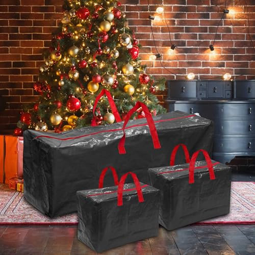 Storage Bag Set of 3 Includes 1 large 2 small - Clothes Storage Bags Durbale - Nylon Handles Dual Zippered Waterproof Storage Units for Clothes, Bedding, Pillow and Laundry