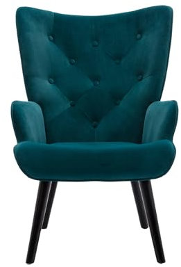 SUPPNEED Sessel,Akzent Stuhl,Vintage Wingback Stuhl,Schreibtischstuhl mit Armen Massivholz Beine für das Lesen Wohnzimmer Schlafzimmer Wartezimmer,Blau