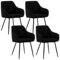 WOLTU Esszimmerstühle 4er Set, für Esszimmer Wohnzimmer, ergonomische Küchenstühle gepolstert mit Armlehnen, Metallbeinen, Sitzfläche aus Samt, Schwarz