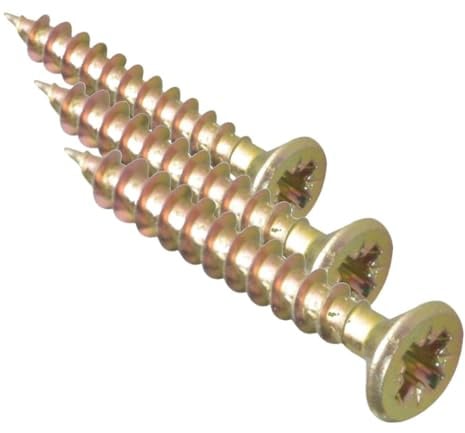 ForgeFix Multi-Purpose Single Thread Screws | 4.0 x 35mm | Zinc Yellow Passivated | Box 200 (Pack of 3)