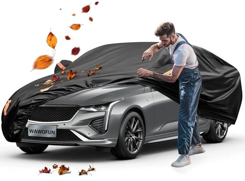 10 Layers Car Cover Waterproof Breathable with Cotton, Outdoor Full Cover UV Rain Sun Dust All Weather Windproof Exterior Covers Protection (Fit Sedan Length 470 to 490cm)