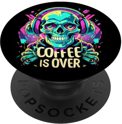 Cool Coffee Is Over Cuffie Skull Coffee Drinker PopSockets PopGrip Intercambiabile