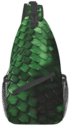 KHiry Sling Rucksack, Umhängetasche für Herren und Damen, Schlangenleder, verstellbar, Schwarz, Schwarz, Einheitsgröße, Kompakt
