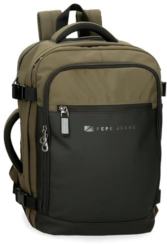 Pepe Jeans Jarvis - Valigia da cabina verde, 25 x 40 x 17 cm, in finta pelle e poliestere, 17 l, 1 kg, bagaglio a mano, by Joumma Bags, Verde, Valigia cabina