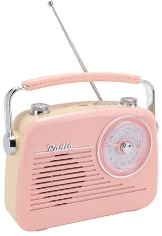 Jectse Radio Am FM SW Portátil con Altavoz Bluetooth, 1200 MAh USB Recargable, Compatible con Disco U y Tarjetas de Memoria y Bluetooth 5.0 para Reproducir Música, Antena Ajustable (Rose)