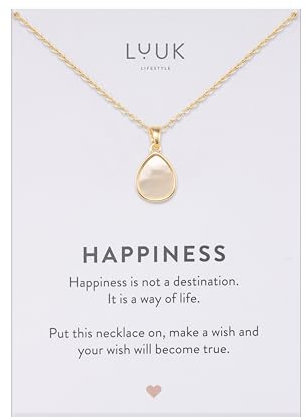 LUUK LIFESTYLE Feminine Halskette mit Perle I Pearl Tropfen Anhänger, eleganter Business Schmuck, für Alltag und besondere Anlässe, Gold