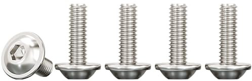 Drenky M4x16mm Tornillos de Acero Inoxidable A2 V2A, 50 Piezas Tornillo de Cabeza Alomada con Brida Y Hexágono Interior Tornillo a Máquina Hexagonale Totalmente Rosca Métrica