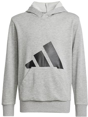 adidas Unisex - Bambini ESSENTIALS BIG LOGO HOODIE, Grigio (Medium Grey Heather/Black), 9-10 anni