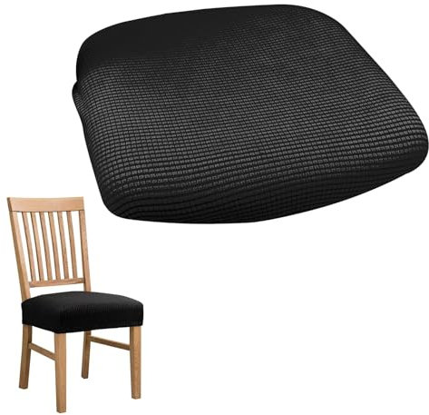 Teuena Dining Chair Cover, Waterproof Stretch Desk Chair Seat Covers, Washable Removable Seat Cushion Slipcovers, Dust-Proof Seat Protector for Dining Room Banquet Hotel Office (Black)