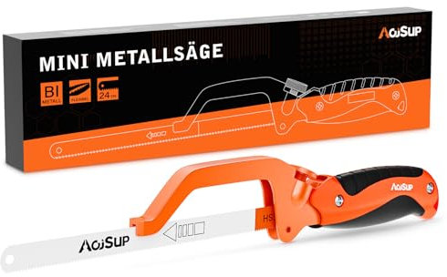 AojSup Mini Seghetto per Metallo Flessibile 300mm, Sega per Metallo Seghetto Manuale - Impugnatura Regolabile, Professionale Seghetto per Metallo, Legno, Acciaio,Tubo PVC, Plastica