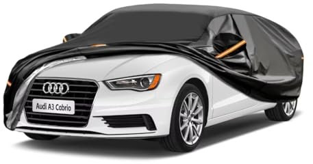 GUNHYI Auto Abdeckplane Wasserdicht Passend für Audi A3 Cabrio(2013-2024) 7 Schichten Vollgarage Autoabdeckung Autoplane für Regen Sonne Staub Schutz,Mit Baumwollfutter und Reißverschluss ausgestattet