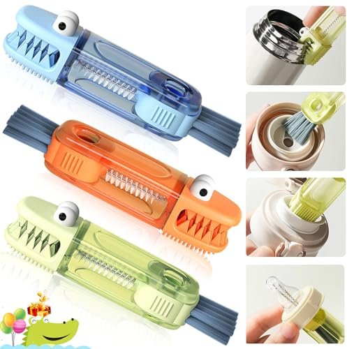 4 in 1 Cup Lid Cleaning Brush - Water Bottle Cleaning Brush, Portable Crevice Cleaning Brush Set for for Bottle Tight Spaces Cup and Sealed Food Storage containers with lids(3 PCS)