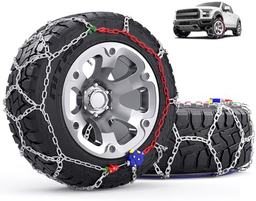 Schneeketten, automatische Befestigung, 1 Minute, schnelle Installation, robuste Notfall-Reifen-Zugkette für Pickup-Trucks und Geländewagen, SUV, Autoreifen, 255 265 275 285, 285, 2 Stück