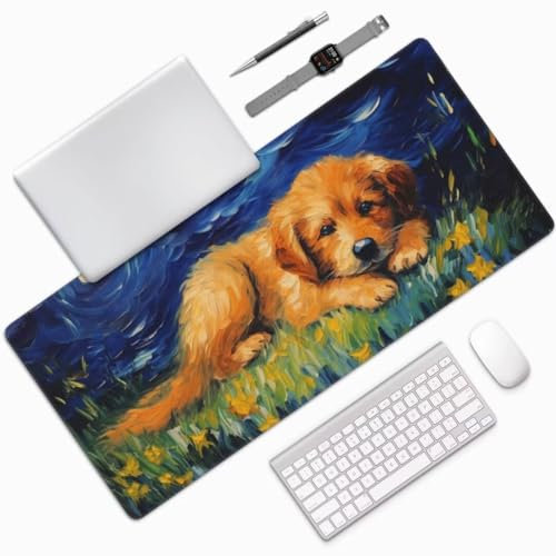 Sternennacht Mauspad XXL Mauspad 700x300 mm Schreibtischunterlage, Wasserdicht Mauspad Welpe Mousepad XXL, Gaming Mauspad Groß Verbessert Präzision Geschwindigkeit, Gaming Zubehör Zimmer Deko -MU804