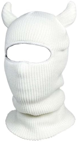 YEKEYI Lustige Hörner Skimaske Winter Strickmütze Sturmhaube Mütze für Männer Frauen