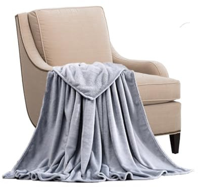STGAO Tagesdecke 170 x 220 cm Weiche Warme Gemütlicher Flauschige Wohndecke Microfaser für Bett Sofa Schlafzimmer Büro, Hellgrau