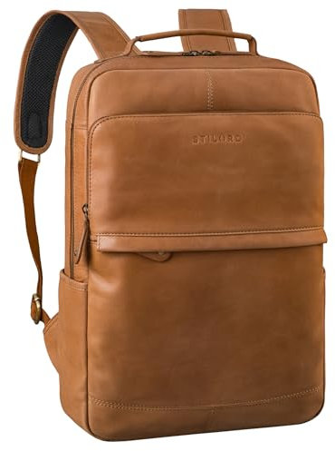 STILORD 'Sasha' Vintage Lederrucksack Groß Laptop-Rucksack 17 Zoll Business Rucksack Herren & Damen Arbeitsrucksack mit Laptopfach für Arbeit Büro Reisen - Echtleder, Farbe:taranto - braun