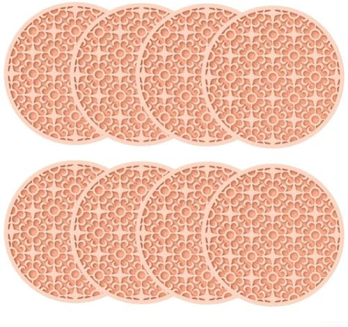Lot de 8 dessous de verre pratiques et réutilisables en silicone antidérapant pour table basse ou bureau (orange)